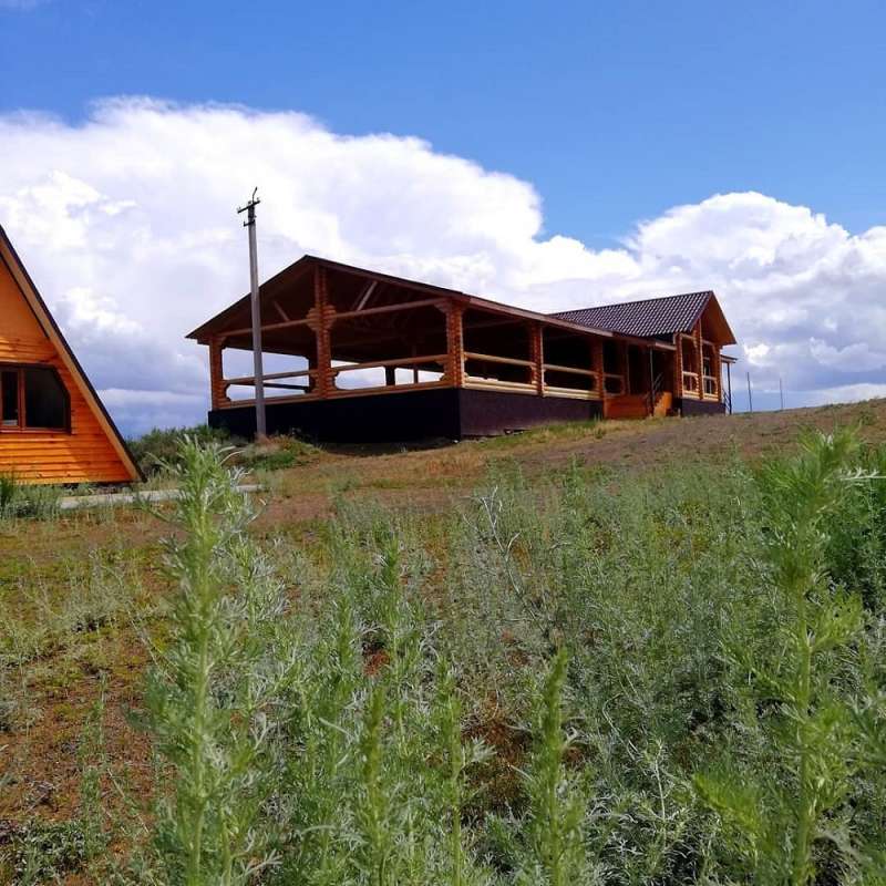 Бревенчатый дом и территория